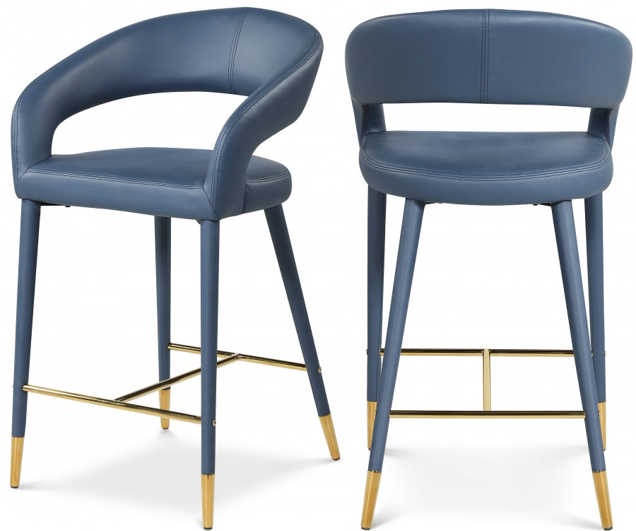 Destiny Blue Faux Leather Stool from Meridian - Luna Furniture