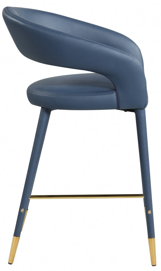 Destiny Blue Faux Leather Stool from Meridian - Luna Furniture