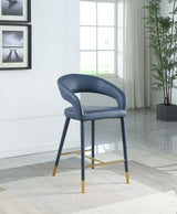 Destiny Blue Faux Leather Stool from Meridian - Luna Furniture