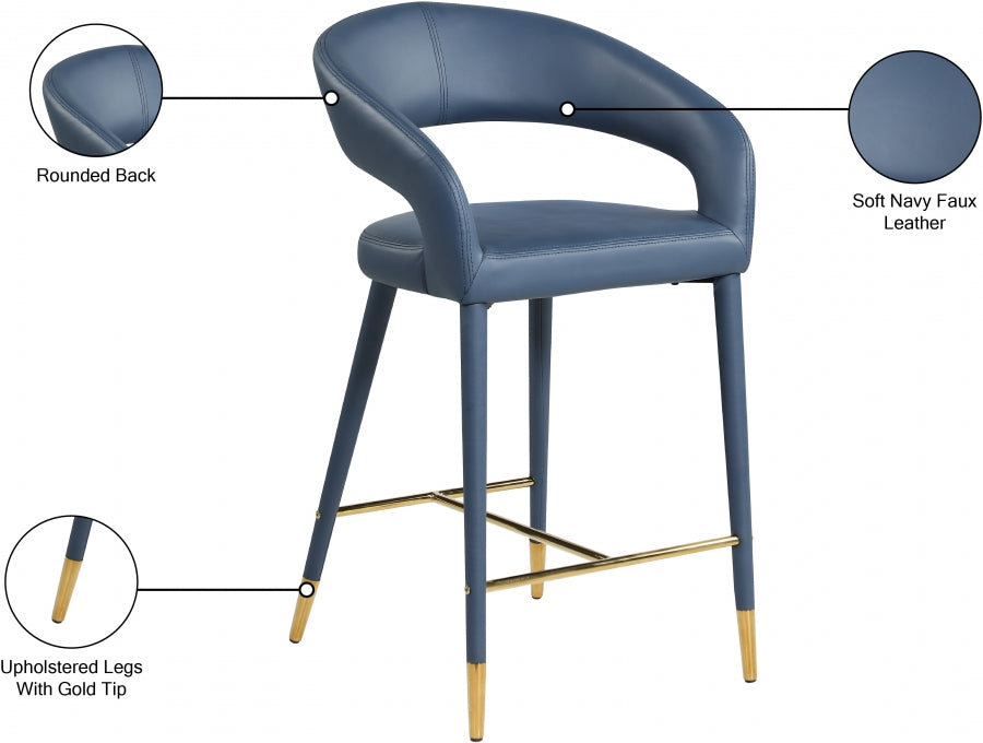 Destiny Blue Faux Leather Stool from Meridian - Luna Furniture