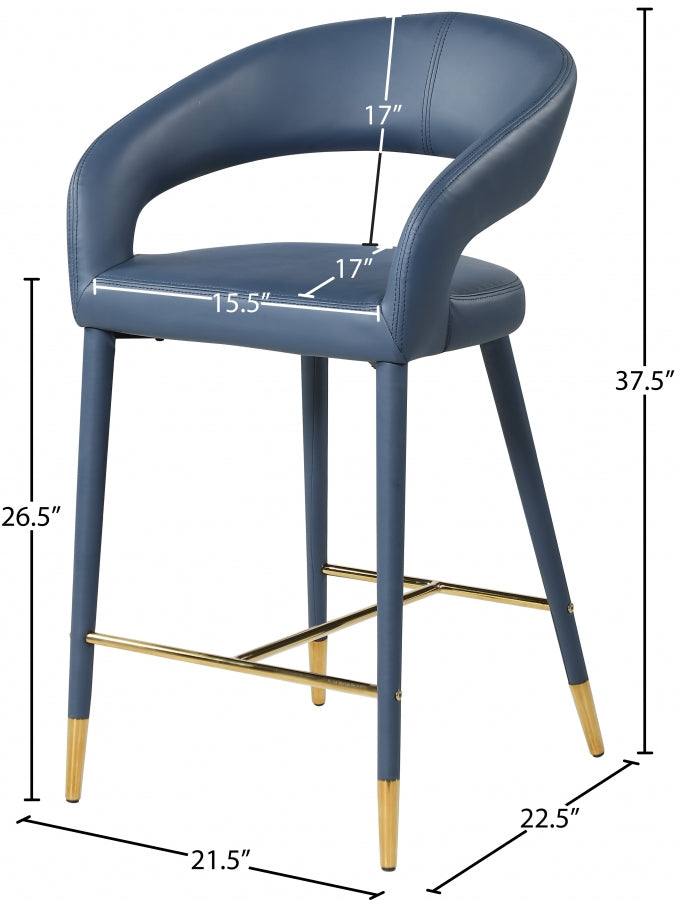 Destiny Blue Faux Leather Stool from Meridian - Luna Furniture