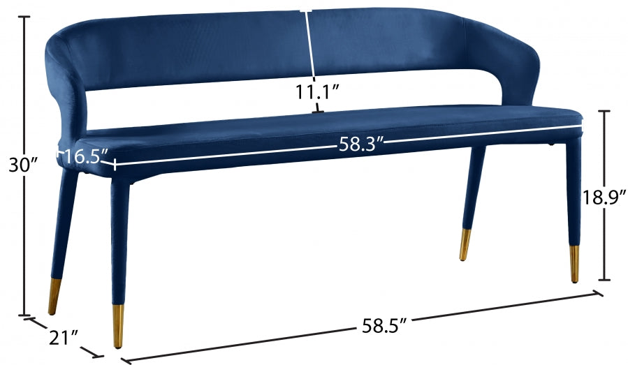 Destiny Blue Velvet Bench from Meridian - Luna Furniture