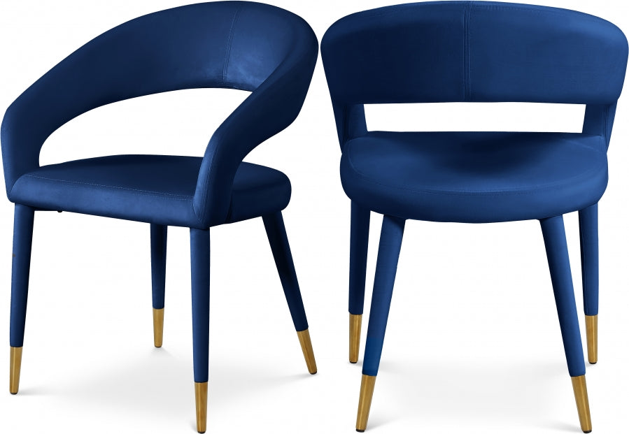 Destiny Blue Velvet Dining Chair from Meridian - Luna Furniture