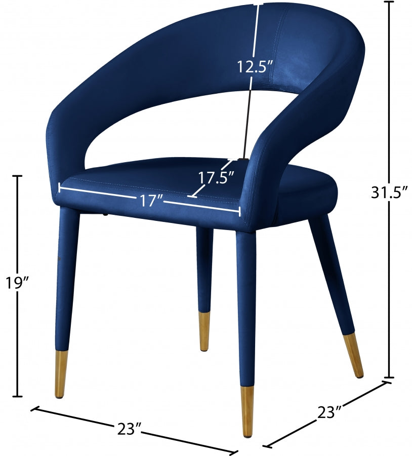 Destiny Blue Velvet Dining Chair from Meridian - Luna Furniture