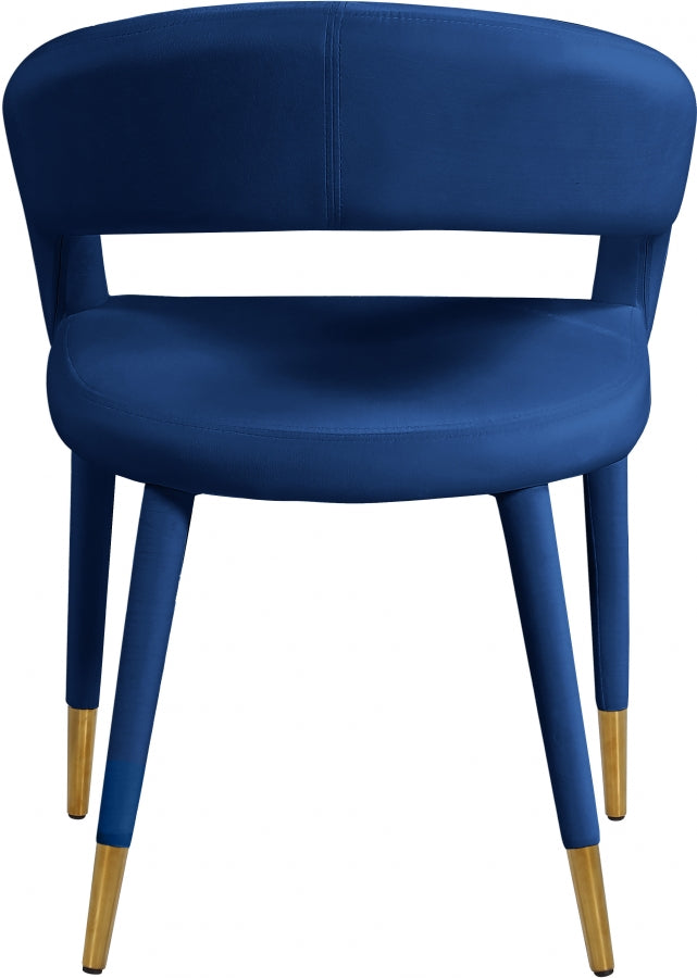 Destiny Blue Velvet Dining Chair from Meridian - Luna Furniture