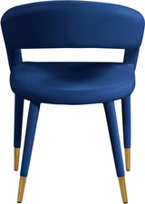 Destiny Blue Velvet Dining Chair from Meridian - Luna Furniture