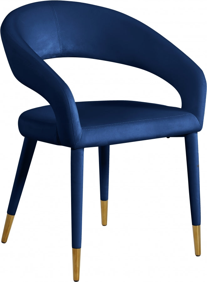 Destiny Blue Velvet Dining Chair from Meridian - Luna Furniture