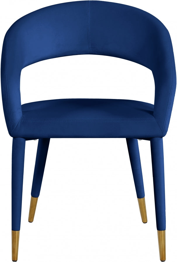 Destiny Blue Velvet Dining Chair from Meridian - Luna Furniture