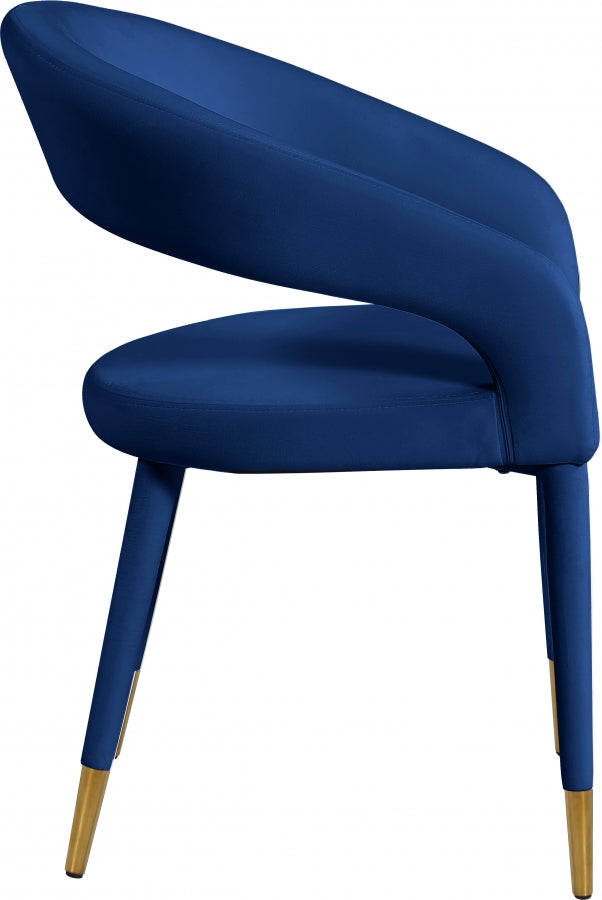 Destiny Blue Velvet Dining Chair from Meridian - Luna Furniture