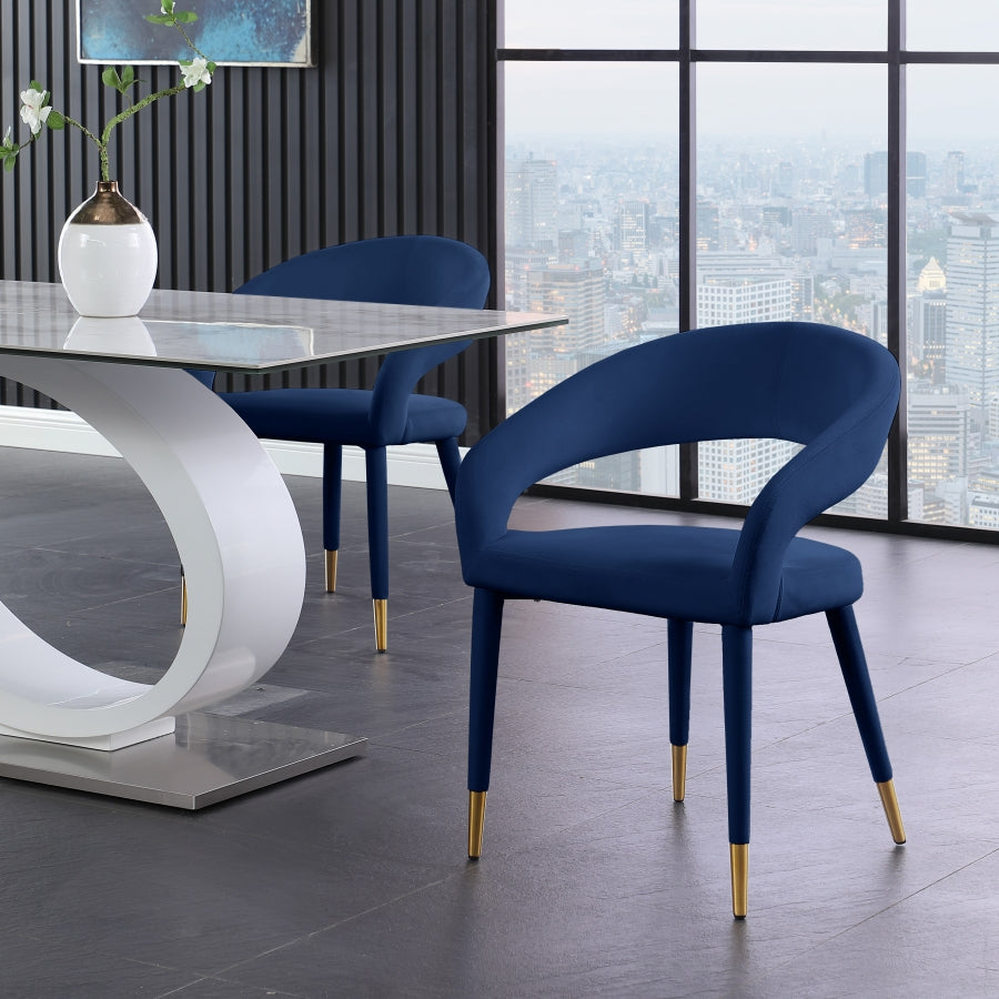 Destiny Blue Velvet Dining Chair from Meridian - Luna Furniture