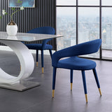 Destiny Blue Velvet Dining Chair from Meridian - Luna Furniture