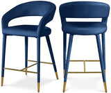 Destiny Blue Velvet Stool from Meridian - Luna Furniture