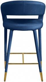 Destiny Blue Velvet Stool from Meridian - Luna Furniture