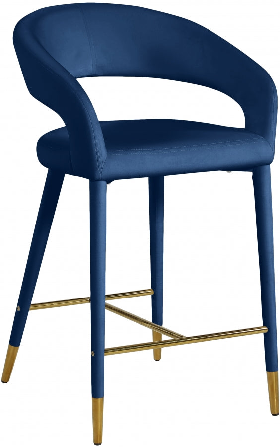 Destiny Blue Velvet Stool from Meridian - Luna Furniture