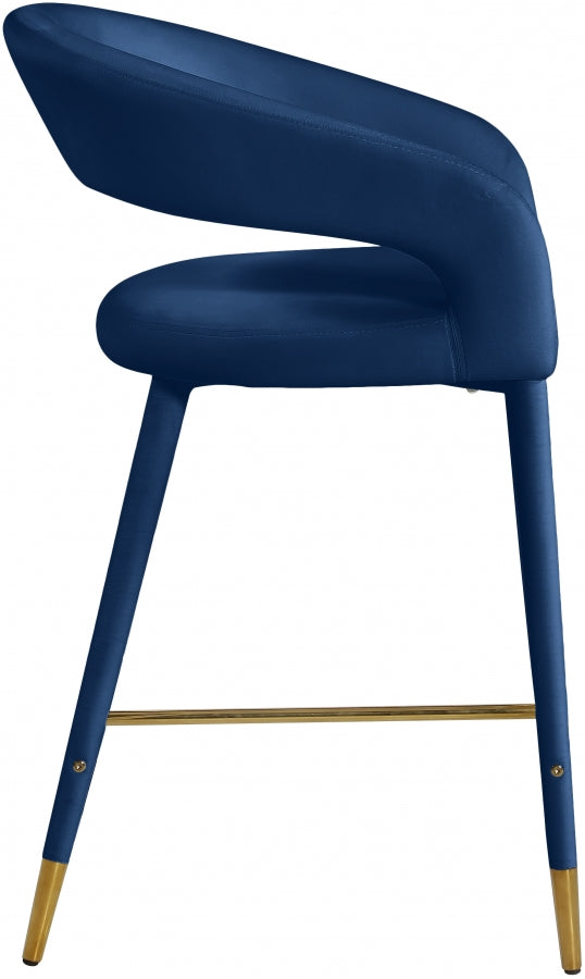 Destiny Blue Velvet Stool from Meridian - Luna Furniture