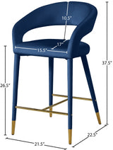 Destiny Blue Velvet Stool from Meridian - Luna Furniture