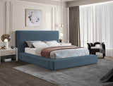 Blue Devin Linen Textured Fabric King Bed from Meridian - Luna Furniture