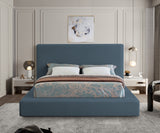 Blue Devin Linen Textured Fabric King Bed from Meridian - Luna Furniture