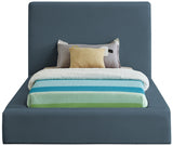 Blue Devin Linen Textured Fabric Twin Bed from Meridian - Luna Furniture