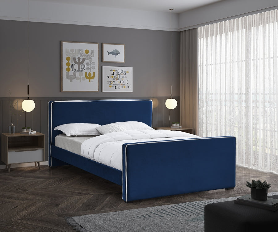 Dillard Blue Velvet Full Bed from Meridian - Luna Furniture