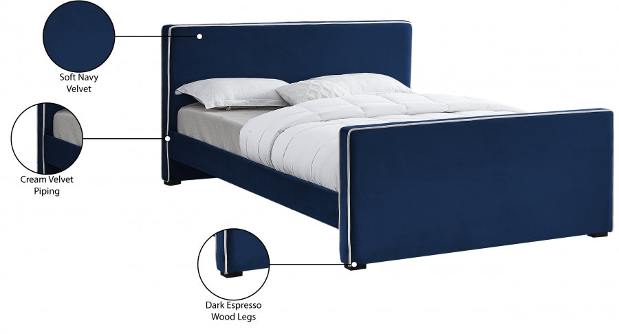 Dillard Blue Velvet Full Bed from Meridian - Luna Furniture