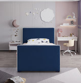 Dillard Blue Velvet Twin Bed from Meridian - Luna Furniture