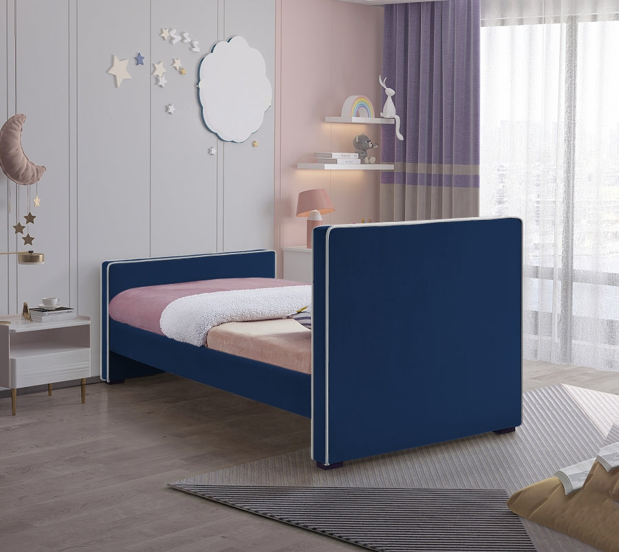 Dillard Blue Velvet Twin Bed from Meridian - Luna Furniture