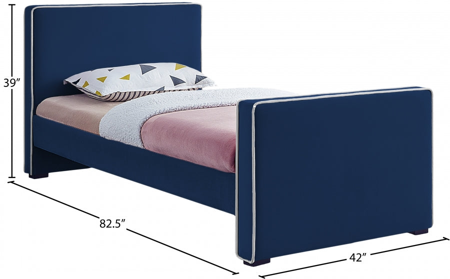 Dillard Blue Velvet Twin Bed from Meridian - Luna Furniture