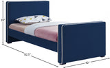 Dillard Blue Velvet Twin Bed from Meridian - Luna Furniture