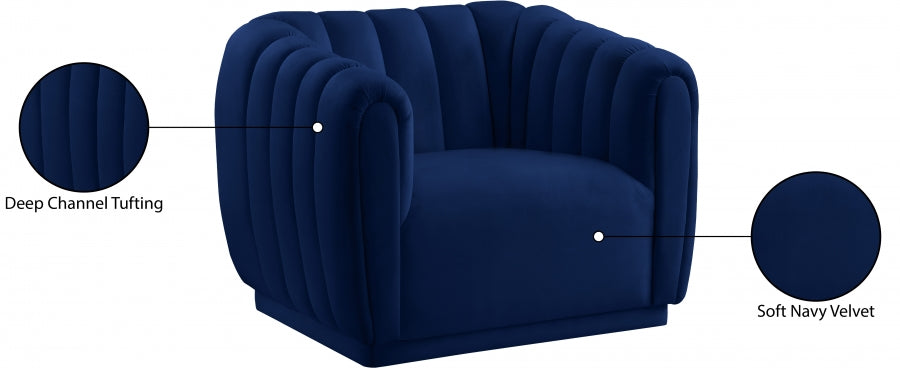 Dixie Blue Velvet Chair from Meridian - Luna Furniture