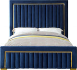 Dolce Blue Velvet Queen King Bed from Meridian - Luna Furniture