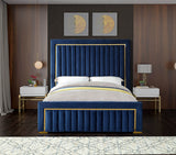 Dolce Blue Velvet Queen King Bed from Meridian - Luna Furniture