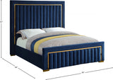 Dolce Blue Velvet Queen King Bed from Meridian - Luna Furniture