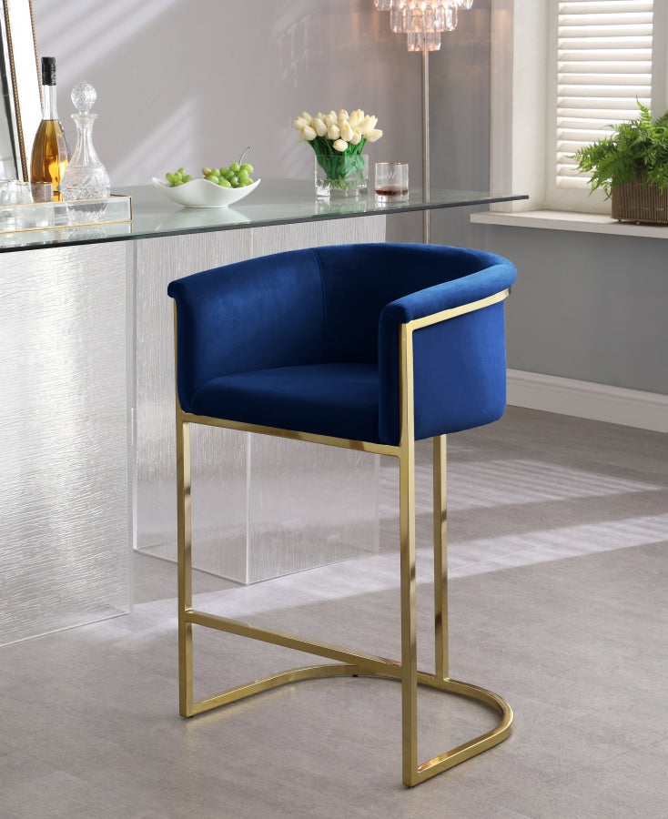 Donatella Blue Velvet Counter Stool from Meridian - Luna Furniture