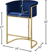 Donatella Blue Velvet Counter Stool from Meridian - Luna Furniture