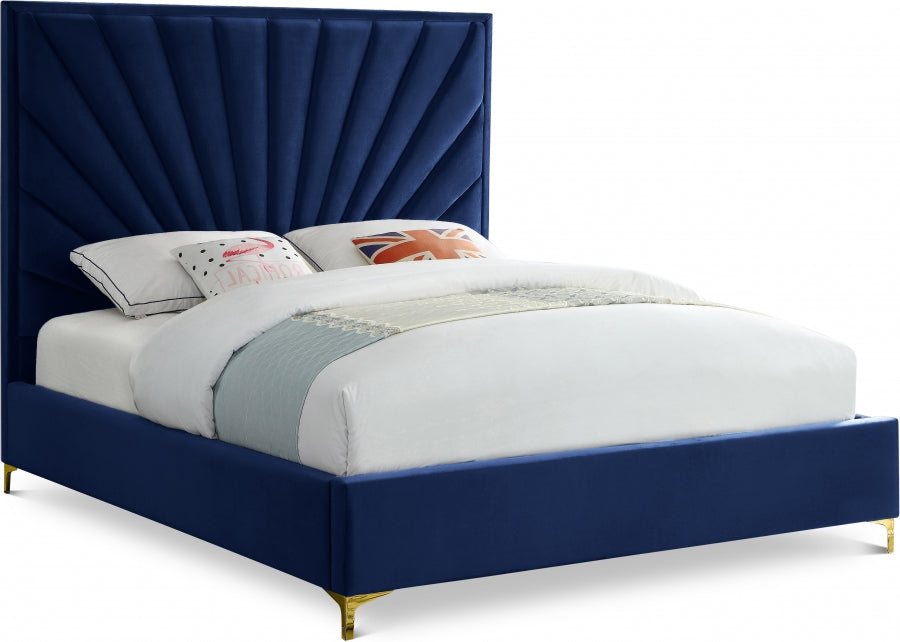 Eclipse Blue Velvet Full Bed from Meridian - Luna Furniture