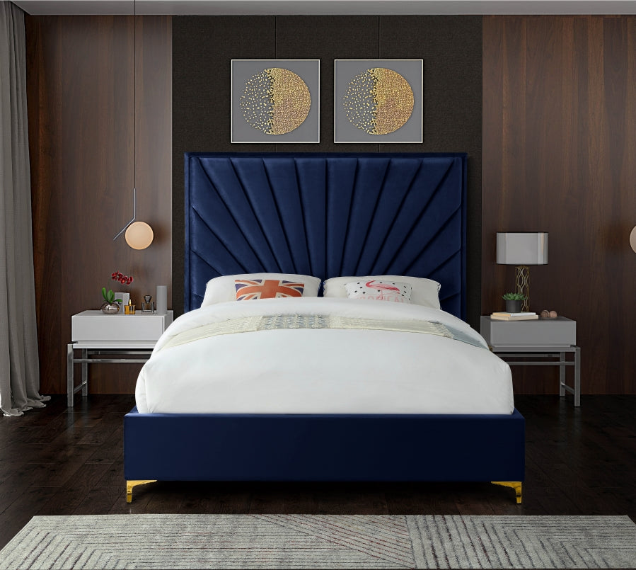 Eclipse Blue Velvet Full Bed from Meridian - Luna Furniture