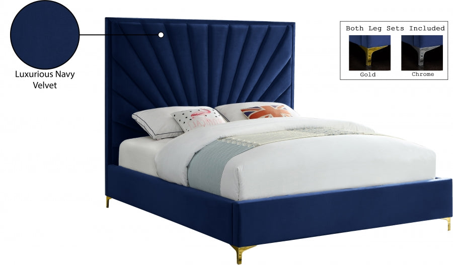 Eclipse Blue Velvet Full Bed from Meridian - Luna Furniture