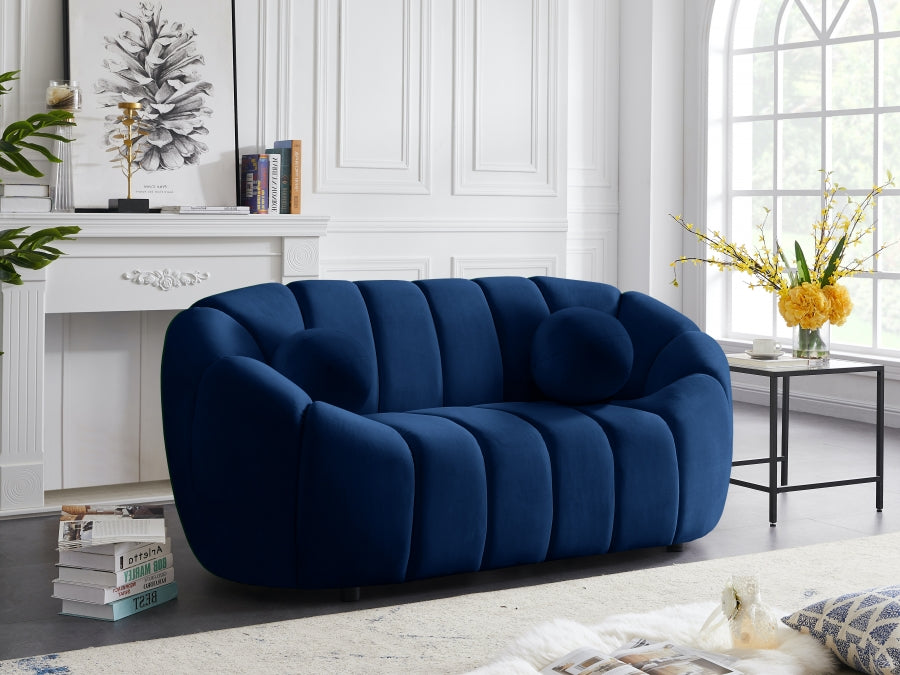 Elijah Blue Velvet Loveseat from Meridian - Luna Furniture