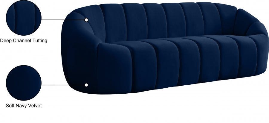 Elijah Blue Velvet Sofa from Meridian - Luna Furniture