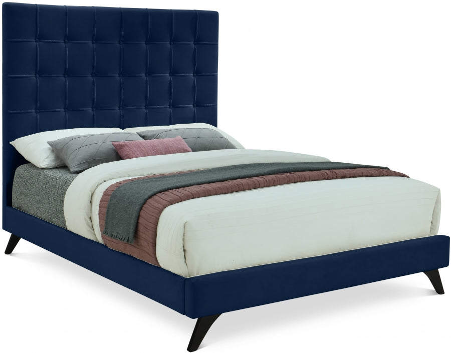 Elly Blue Velvet Full Bed from Meridian - Luna Furniture