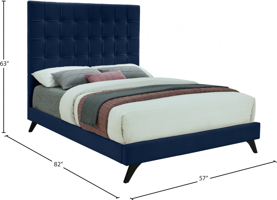 Elly Blue Velvet Full Bed from Meridian - Luna Furniture