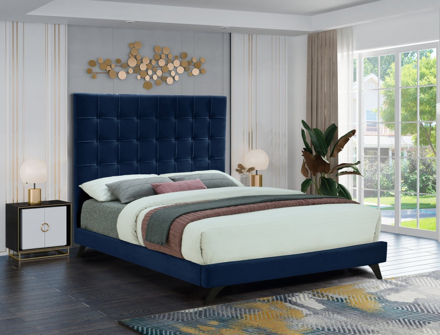 Elly Blue Velvet Full Bed from Meridian - Luna Furniture