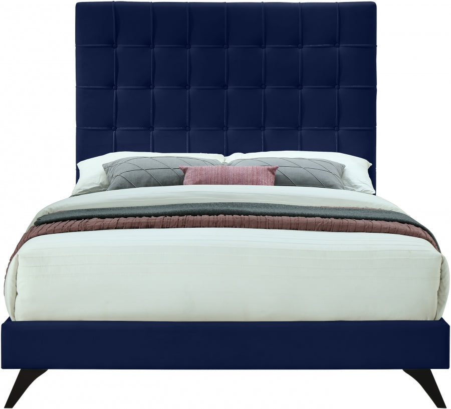 Elly Blue Velvet Full Bed from Meridian - Luna Furniture