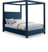 Emerson Blue Linen Textured Queen Bed from Meridian - Luna Furniture