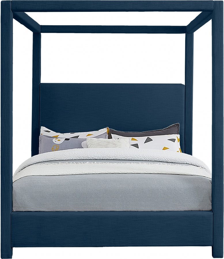 Emerson Blue Linen Textured Queen Bed from Meridian - Luna Furniture