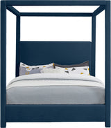 Emerson Blue Linen Textured Queen Bed from Meridian - Luna Furniture