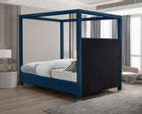 Emerson Blue Linen Textured Queen Bed from Meridian - Luna Furniture