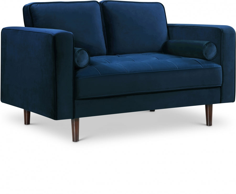 Emily Blue Velvet Loveseat from Meridian - Luna Furniture