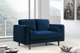 Emily Blue Velvet Loveseat from Meridian - Luna Furniture